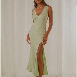 Green peppermayo maxi dress with slit